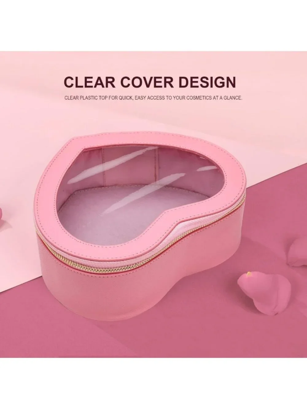 Pink Heart Shaped Makeup Bag - Waterproof Travel Organizer, Perfect Valentine